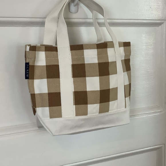 J. CREW FACTORY Mini Structured Canvas Plaid Tote Bag - New With Tags - Picture 8 of 9